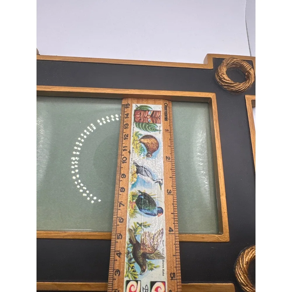 Vintage Black and Gold Regency Style Picture Frame with Rope Corner Accents
